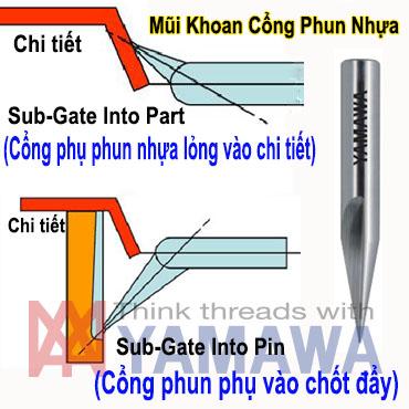 MŨI KHOAN CỔNG PHUN KEO (PHUN NHỰA LỎNG) TRONG KHUÔN NHỰA YAMAWA