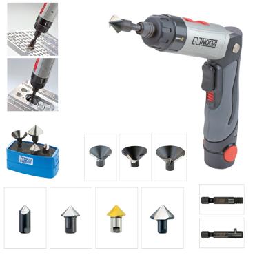 Dụng Cụ Vát Mép Trong Và Ngoài Bằng Máy Cầm Tay Dùng Pin NOGA